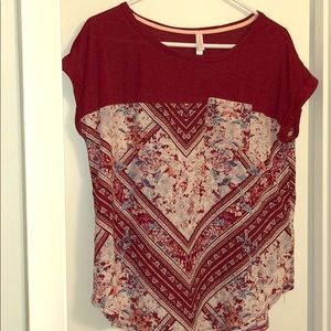 Red print blouse